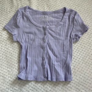 Bundle 2 similar crop shirts Aeropostale size M one black one purple button up